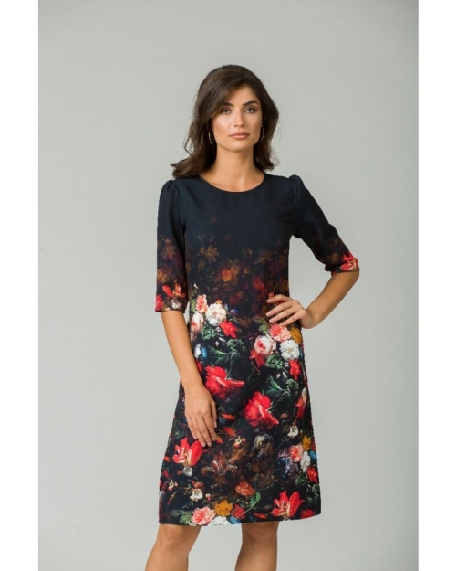 Rochie casual cu maneca imprimata digital floral Buchet CMD201 - Img 2