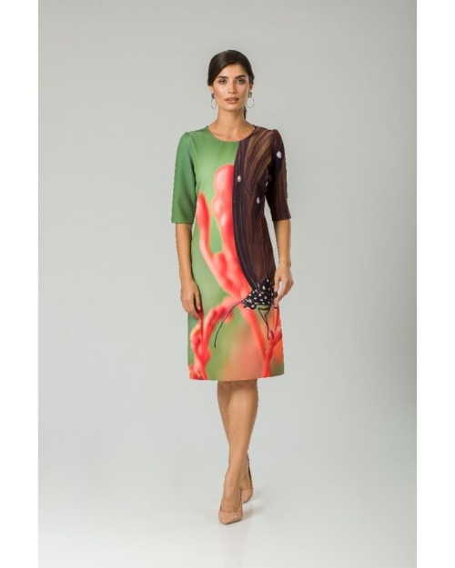 Rochie casual cu maneca imprimata digital realist Fluture CMD198 - Img 1