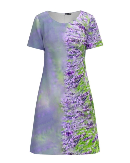Rochie casual cu maneca scurta imprimata Lavanda CMD832 - Img 1