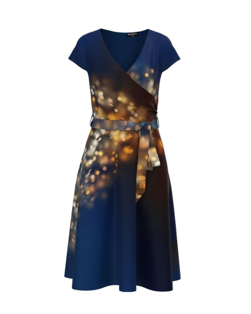 Rochie casual de vara cu maneca scurta imprimata Sclipiri CMD880 - Img 1