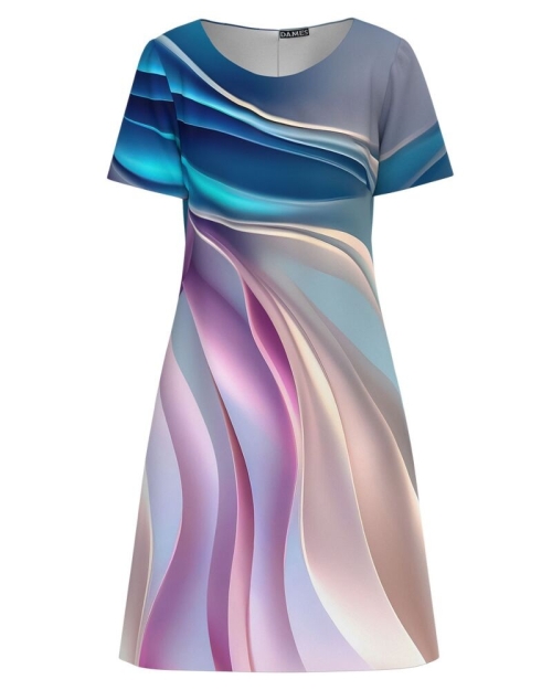 Rochie casual evazata imprimata multicolor - Img 1