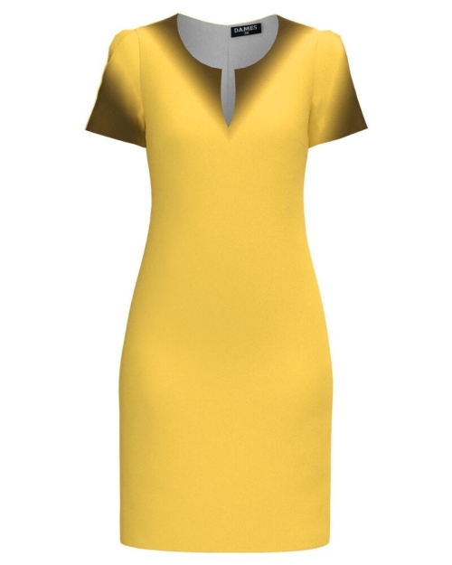 Rochie casual galbena cu decolteu lacrima imprimat in degrade SS24 - Img 1