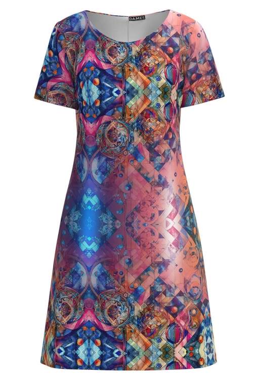Rochie casual imprimata cu model multicolor SS24 - Img 2