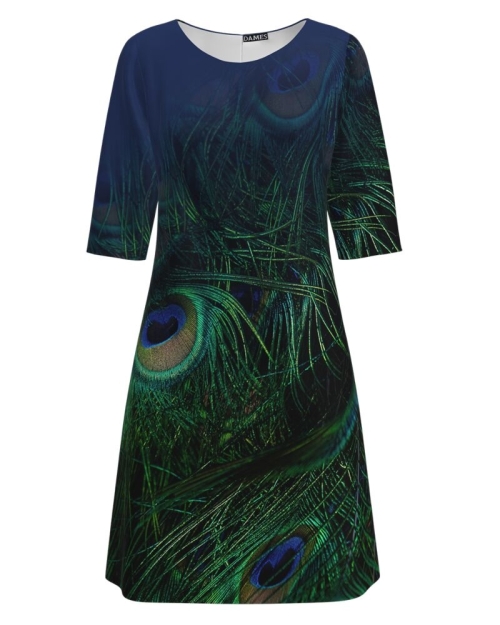 Rochie casual imprimata digital Paun CMD1424 - Img 1