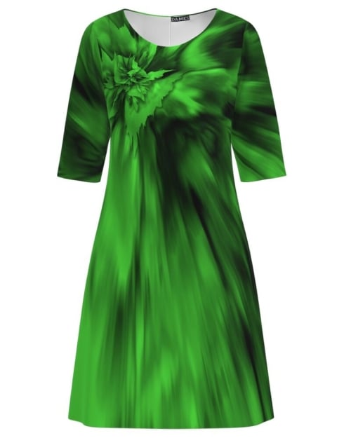 Rochie casual imprimata in nuante de verde CMD3423
