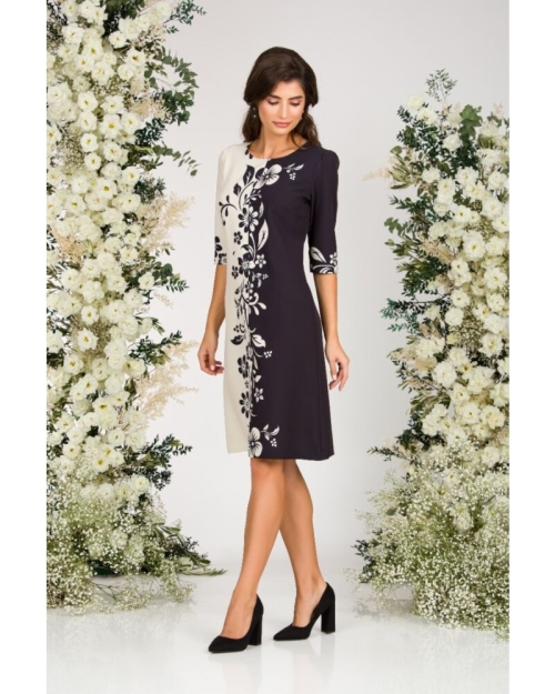 Rochie casual in doua culori imprimata cu model floral - Img 5