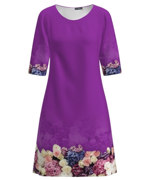 Rochie casual mov imprimata cu model floral CMD4681