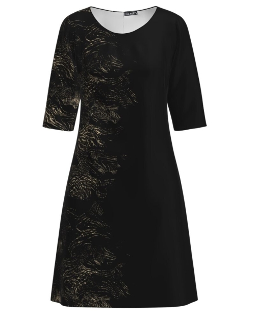 Rochie casual neagra cu imprimeu abstract CMD2267 - Img 1
