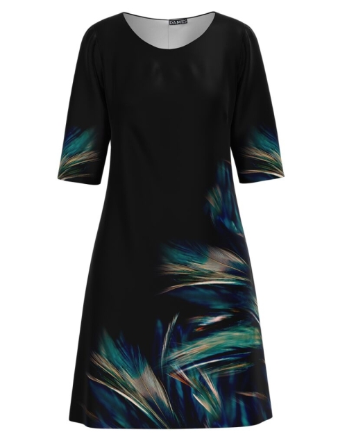 Rochie casual neagra cu imprimeu multicolor CMD1479 - Img 1