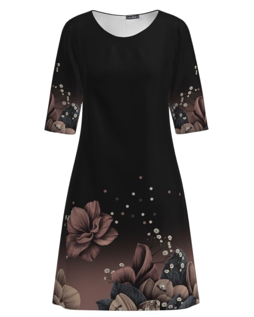 Rochie casual neagra imprimata cu model floral CMD2703 - Img 8