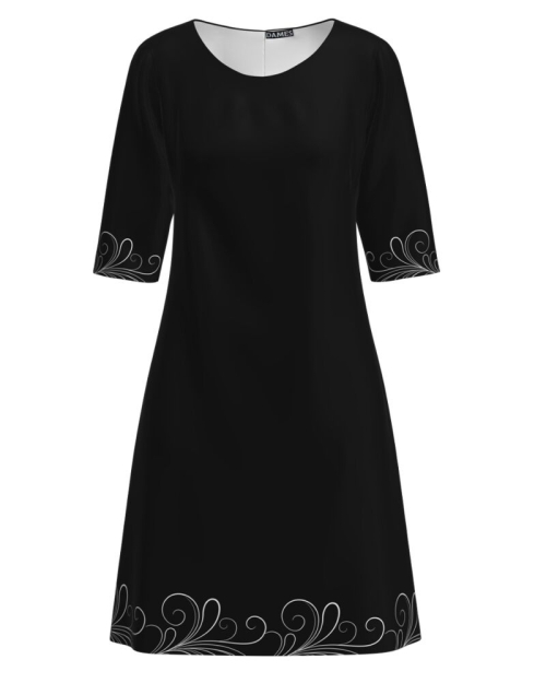 Rochie casual neagra imprimata cu model floral CMD3565