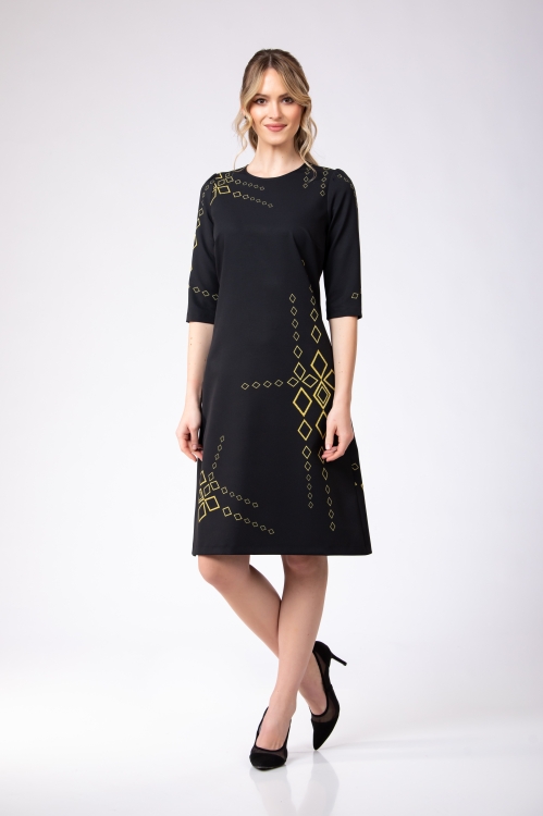 Rochie casual neagra imprimata Infinit - Img 3