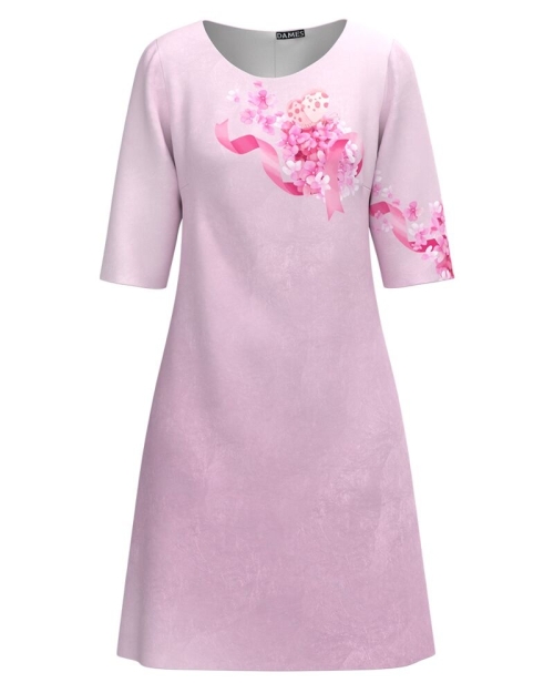 Rochie casual roz imprimata cu model floral CMD1800 - Img 1