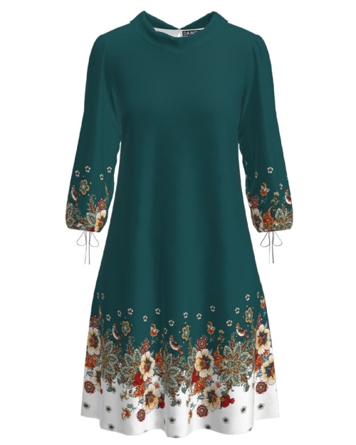 Rochie casual verde imprimata cu model floral CMD1489