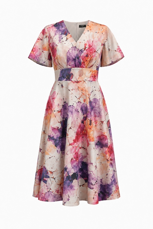 Rochie clos cu buzunare din crepe Pictura de vara