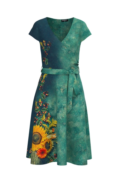 Rochie clos eleganta de vara imprimata Floarea soarelui CMD870 - Img 2