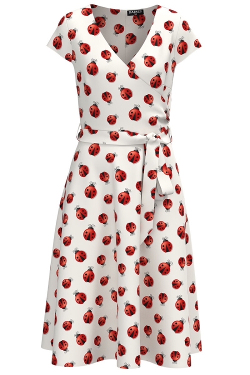 Rochie de vara cu maneca scurta imprimata cu model Buburuze CMD2904 - Img 2