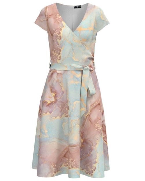 Rochie de vara cu maneca scurta imprimata Pastel - Img 1