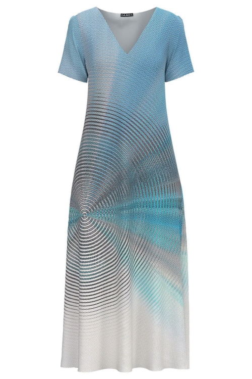 Rochie de vara lunga cu buzunare imprimata cu model abstract - Img 2