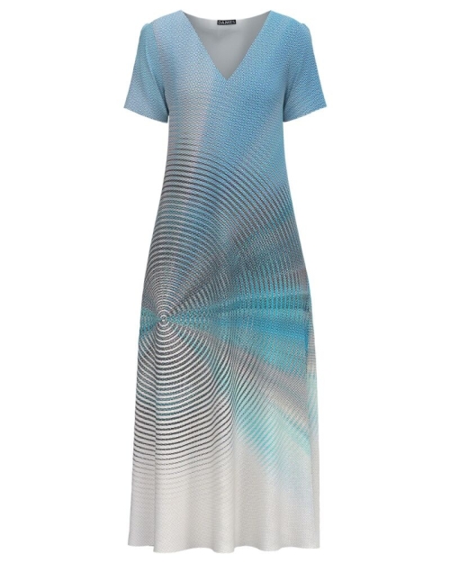 Rochie de vara lunga cu buzunare imprimata cu model abstract - Img 1