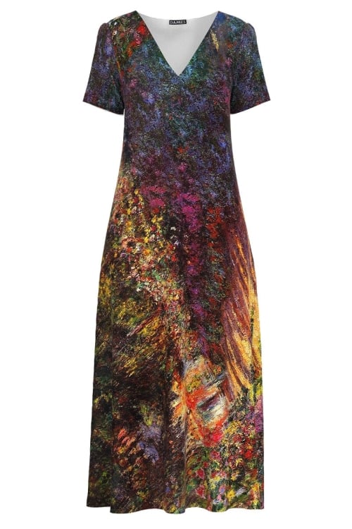 Rochie de vara lunga cu buzunare imprimata cu model multicolor CMD2961 - Img 2