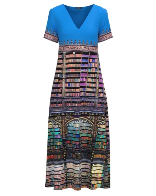 Rochie de vara lunga cu buzunare imprimata digital Carti CMD1024 - Img 1
