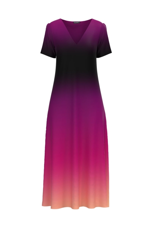 Rochie de vara lunga cu buzunare imprimata digital in degrade CMD729 - Img 2