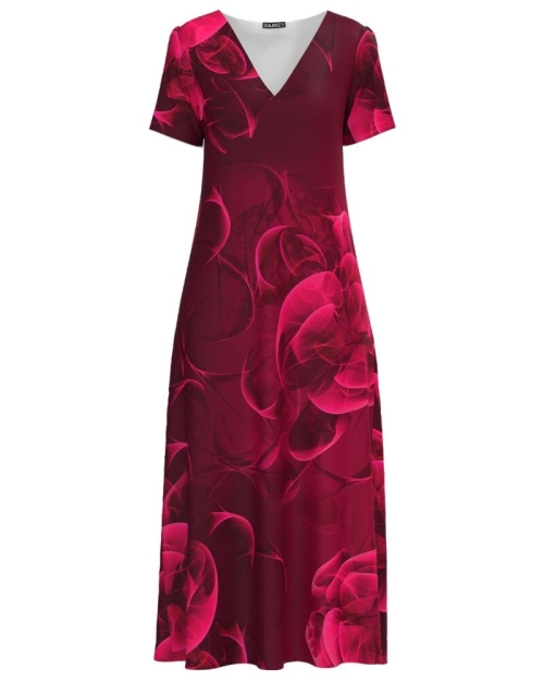 Rochie de vara lunga cu buzunare imprimata Viva Magenta
