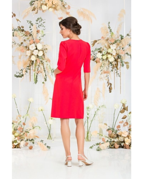 Rochie eleganta corai cu maneca trei sferturi - Img 5