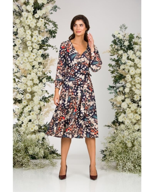 Rochie eleganta cu maneca lunga imprimata Aripi de fluture CMD1484 - Img 4
