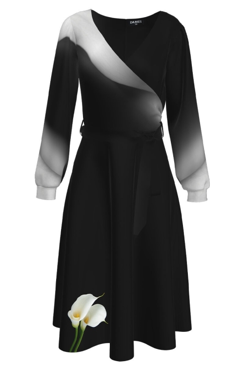 Rochie eleganta cu maneca lunga imprimata Cale CMD1271 - Img 2