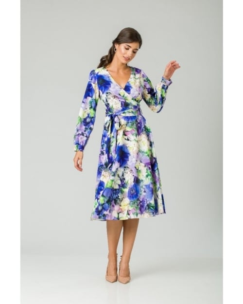 Rochie eleganta cu maneca lunga imprimata floral Anemone CMD235 - Img 4