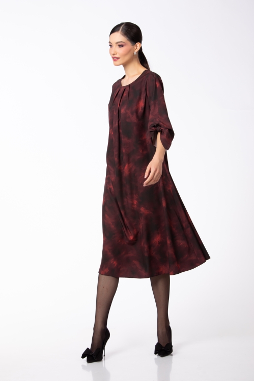 Rochie eleganta cu pliuri la decolteu si maneca trei sferturi - Img 3