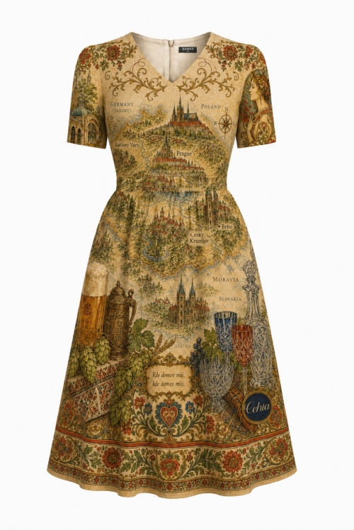 Rochie eleganta din in cu buzunare Cartoline Cehia