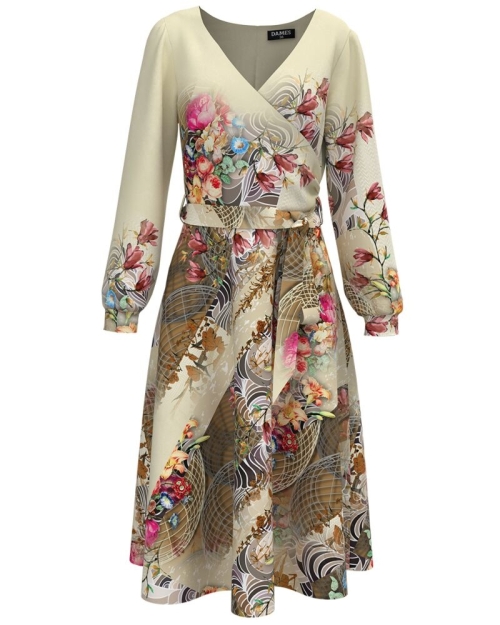 Rochie eleganta imprimata cu model floral multicolor CMD3843