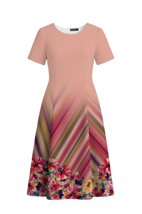 Rochie eleganta in clini cu imprimeu floral multicolor
