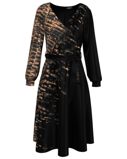 Rochie eleganta neagra imprimata cu model abstract