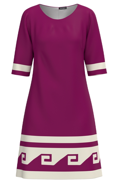 Rochie fucsia casual imprimata cu model Aztec