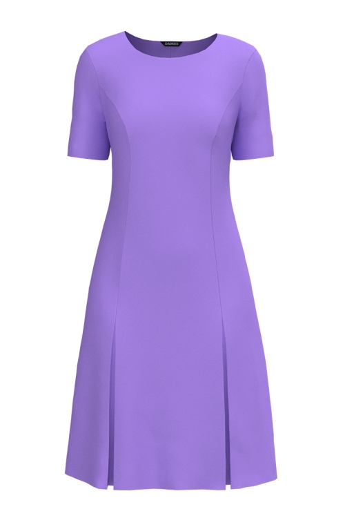 Rochie lila cu pliuri si maneca scurta
