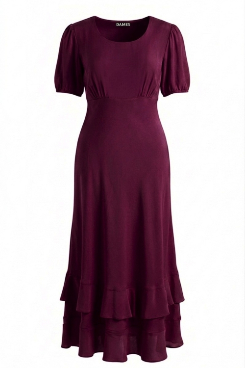 Rochie lunga bordo din vascoza premium satinata