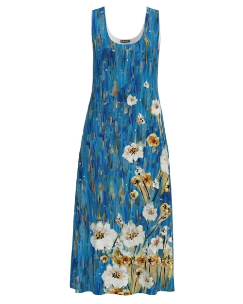 Rochie lunga casual de vara cu buzunare imprimata floral