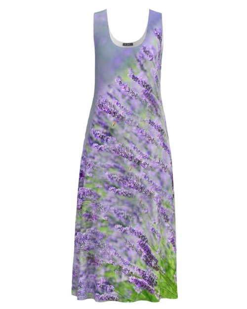 Rochie lunga casual de vara cu buzunare imprimata Lavanda CMD4231 - Img 1