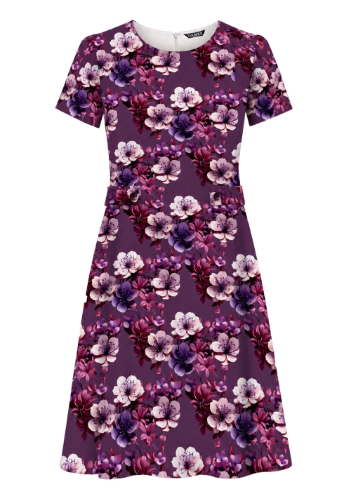 Rochie mov din crepe cu cordon reglabil Orhidee de Amurg