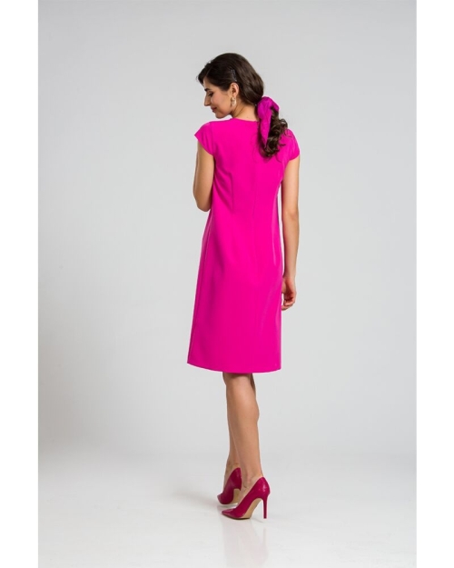 Rochie office cu maneca scurta fucsia M1089F - Img 5