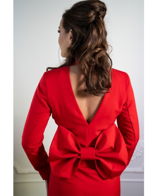 Rochie rosie eleganta tip sacou CMD4970 - Img 4