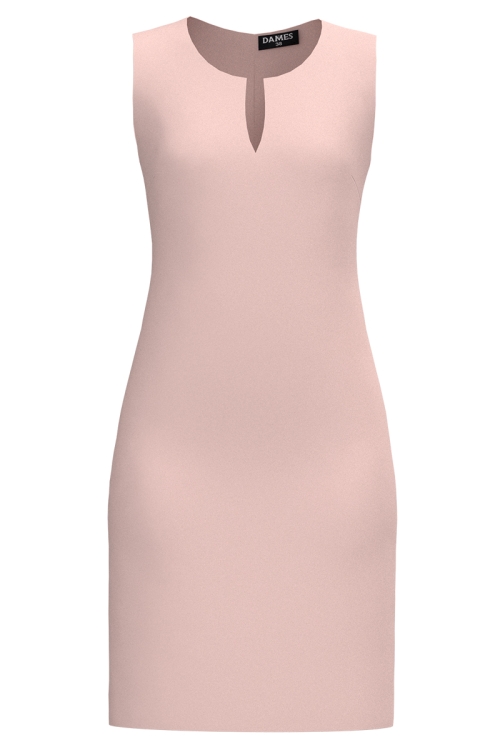 Rochie roz deschis casual cu decolteu lacrima