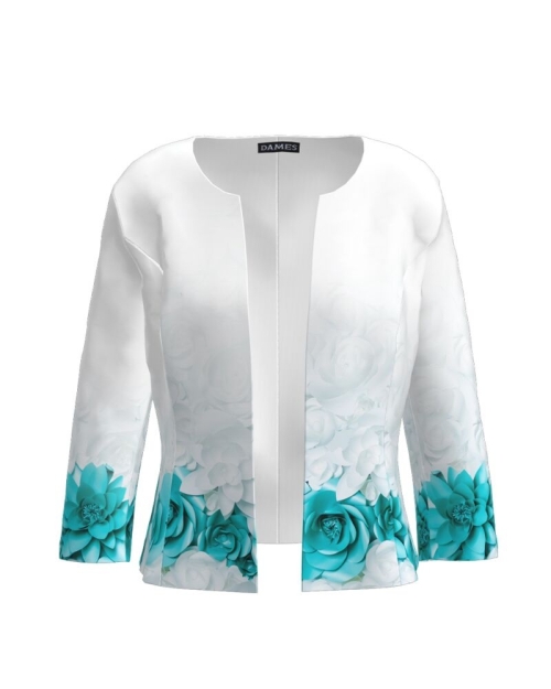 Sacou alb cambrat imprimat cu model floral CMD2807