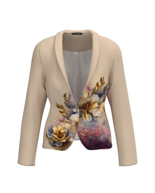 Sacou bej cambrat imprimat cu model floral CMD4896