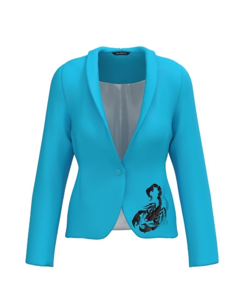 Sacou bleu cambrat imprimat Scorpion CMD3934