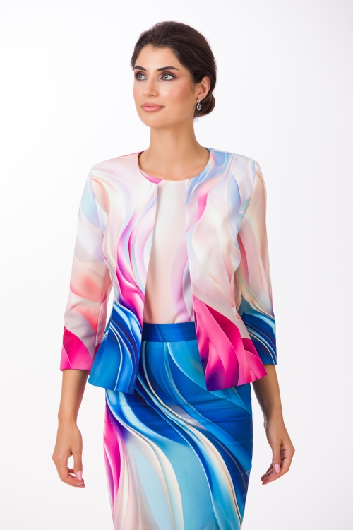 Sacou cambrat imprimat multicolor SS24 - Img 1